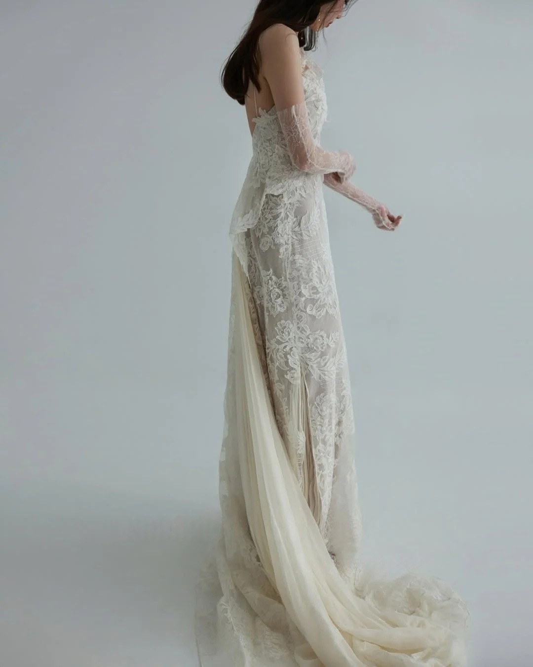 Lace Flower Wedding Bridal Gown