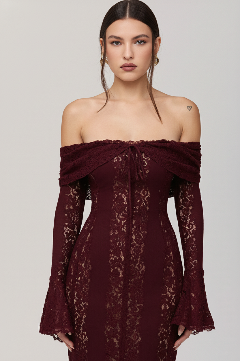 Off-Shoulder Party Lace Dress