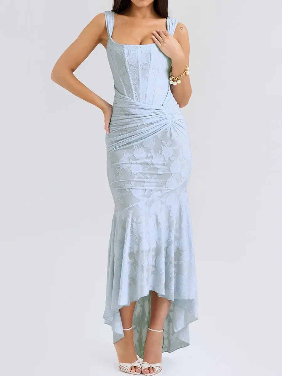 Floral Shirring Midi Dress