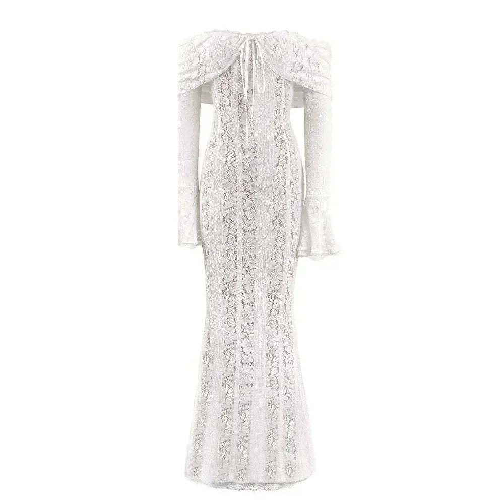 Off Shoulder Bodycon Dress - Maxi