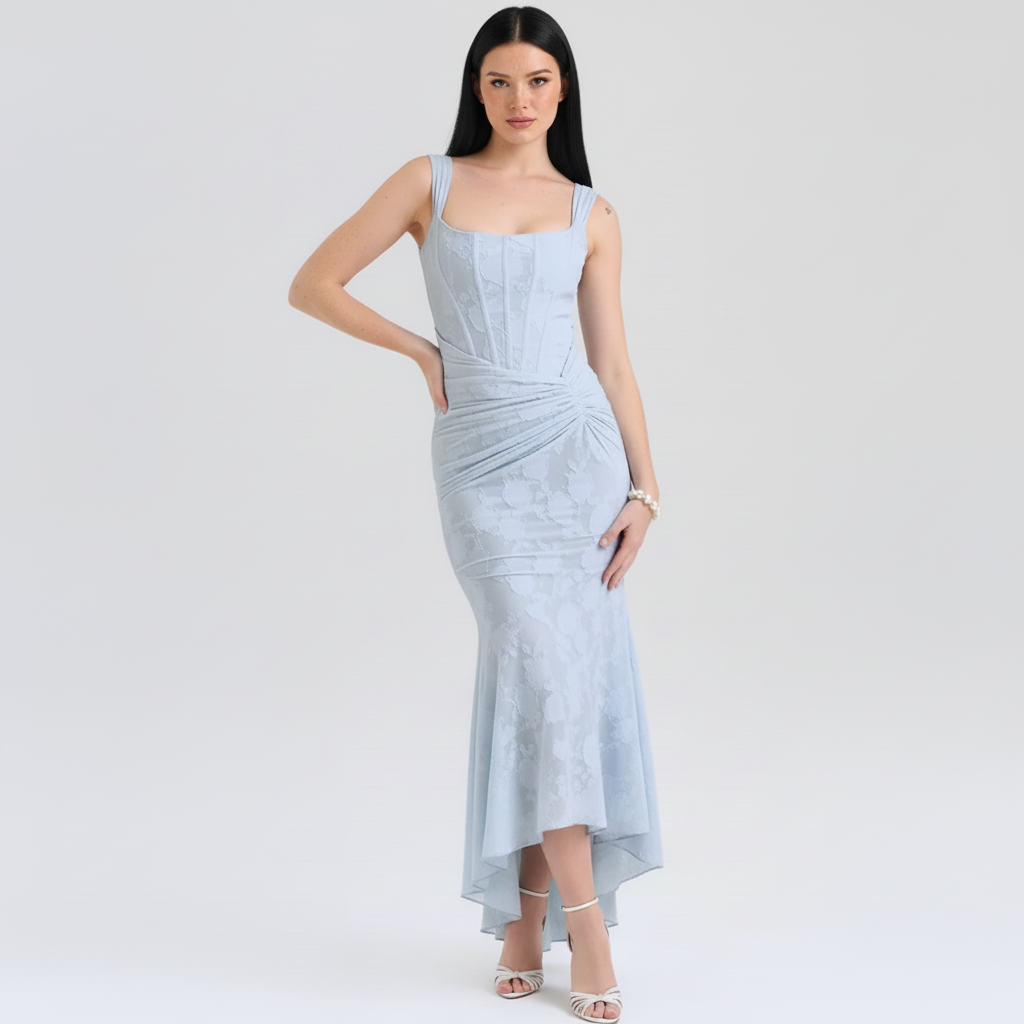 Floral Shirring Midi Dress